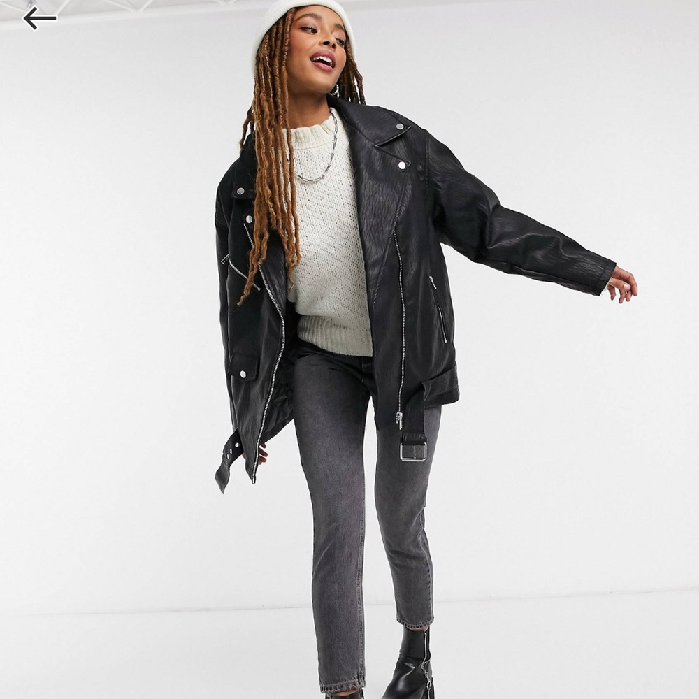 ASOS DESIGN oversized leather look biker jacket